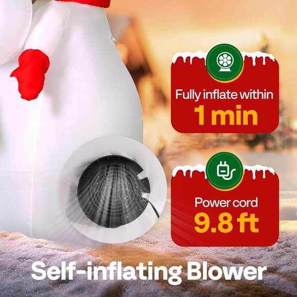 ⚡6FT Christmas Inflatable Snowman Family Hug LED Lights Outdoor Decoration - Picture 5 of 8